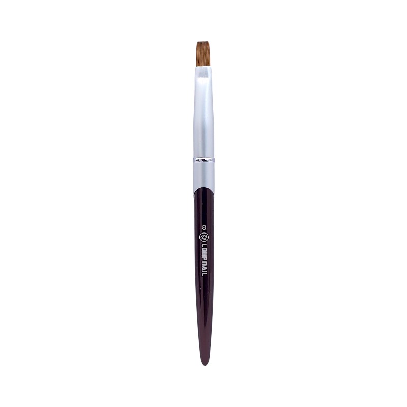 loup-nail-acrylic-brush-flat-no-8 قلم کاشت پودر سرتخت لوپ نیل Loup Nail |موی طبیعی شماره 8
