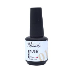 لمینت (رابربیس) کاشت ناخن مانلی Manneli | رنگ Glassy (شفاف ) کد: 01 | حجم 15میل